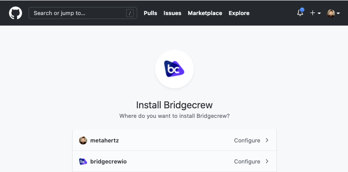 Authorize Github Bridgecrew Integration