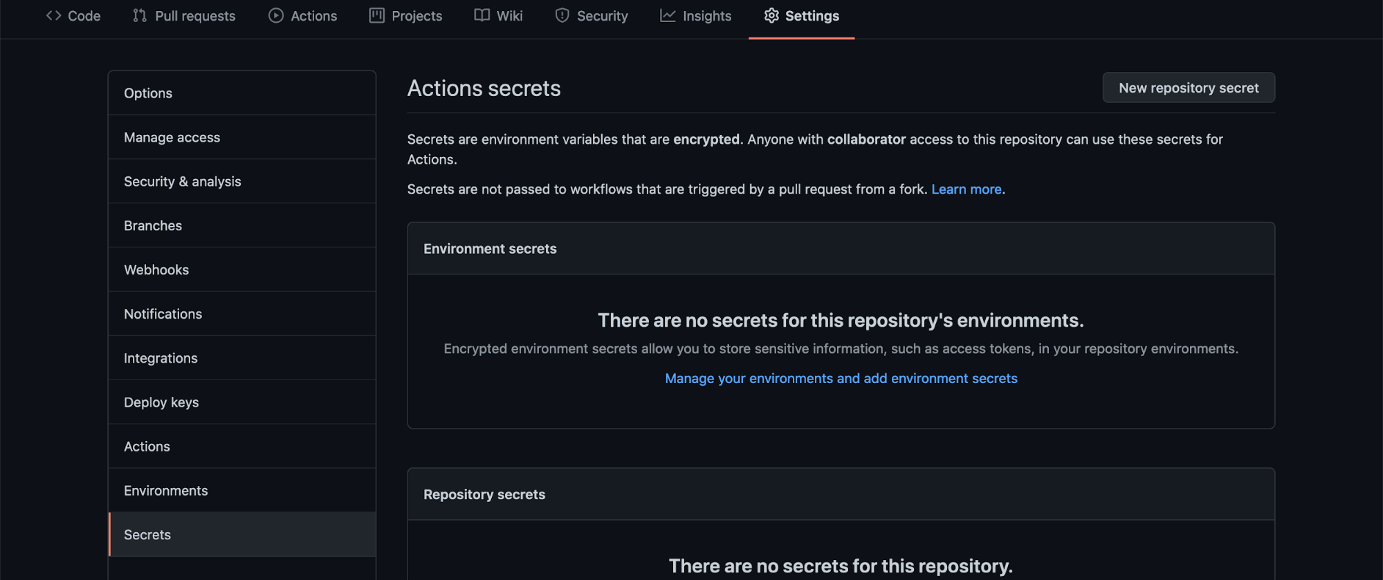 GitHub Action secrets